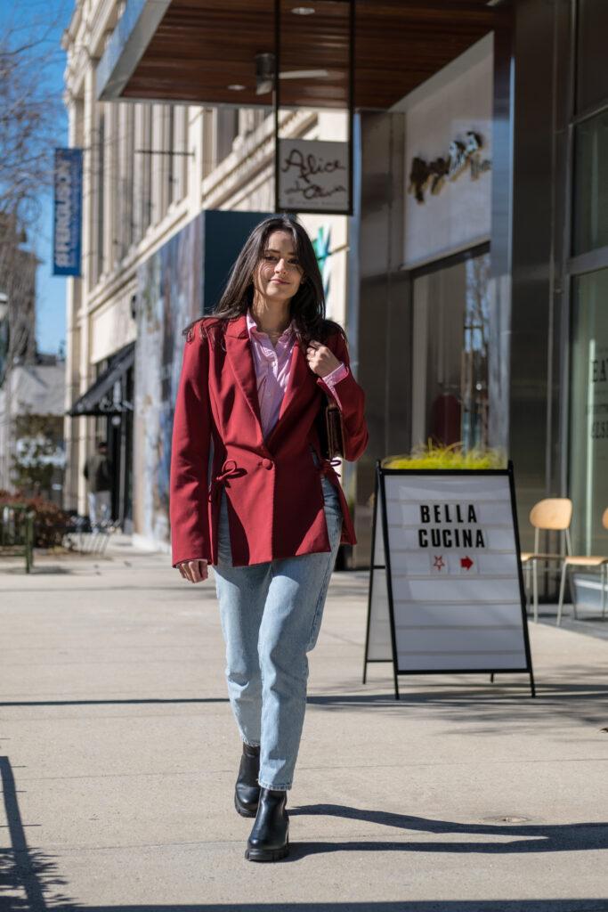 Try a fun blazer for your valentine's day outfits.