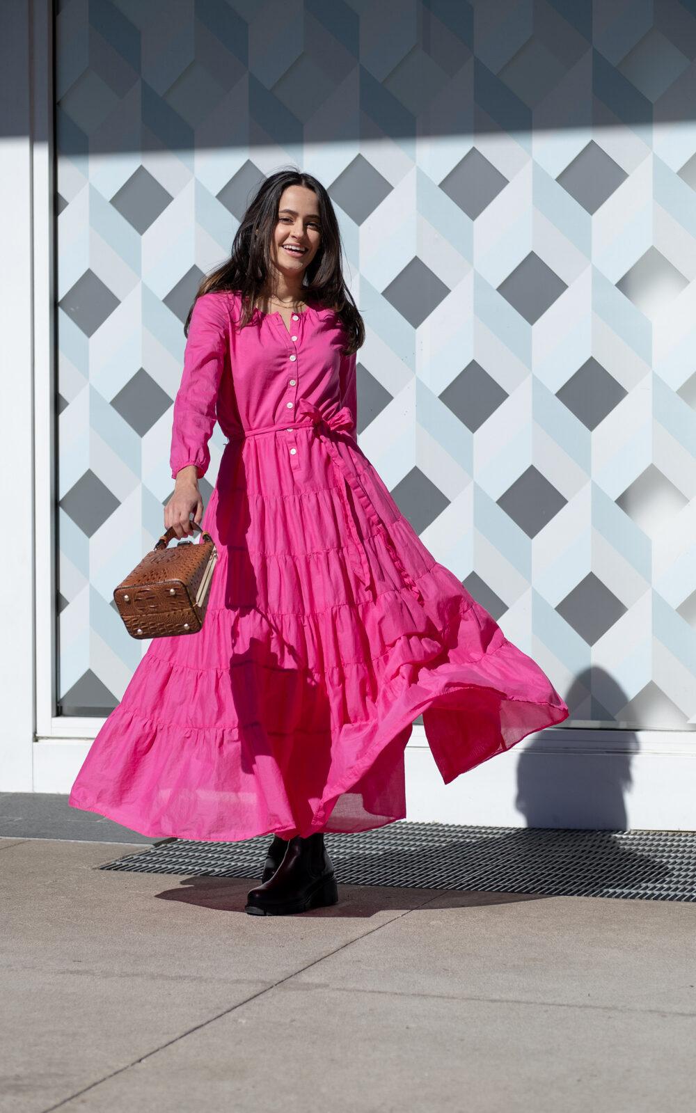 This dress moves so well, making it a great piece for a valentine's day outfit. 