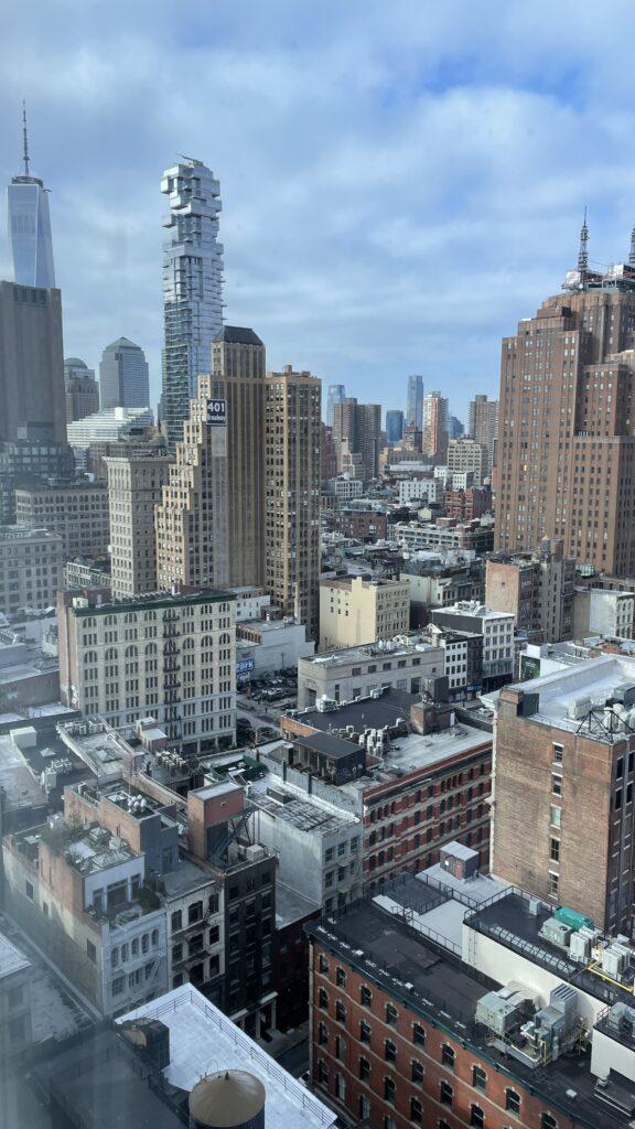 The view from the 21st floor of the NOMO SOHO hotel in NYC. 