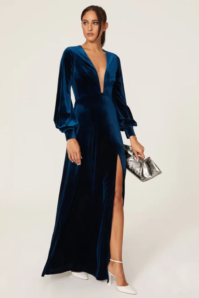 Velvet dress to wear to weddings.